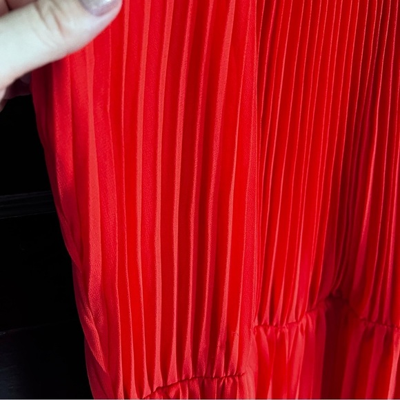 NWT Boston Proper High Neck Pleated Jumpsuit in Vibrant Orange size 14 - Picture 7 of 11
